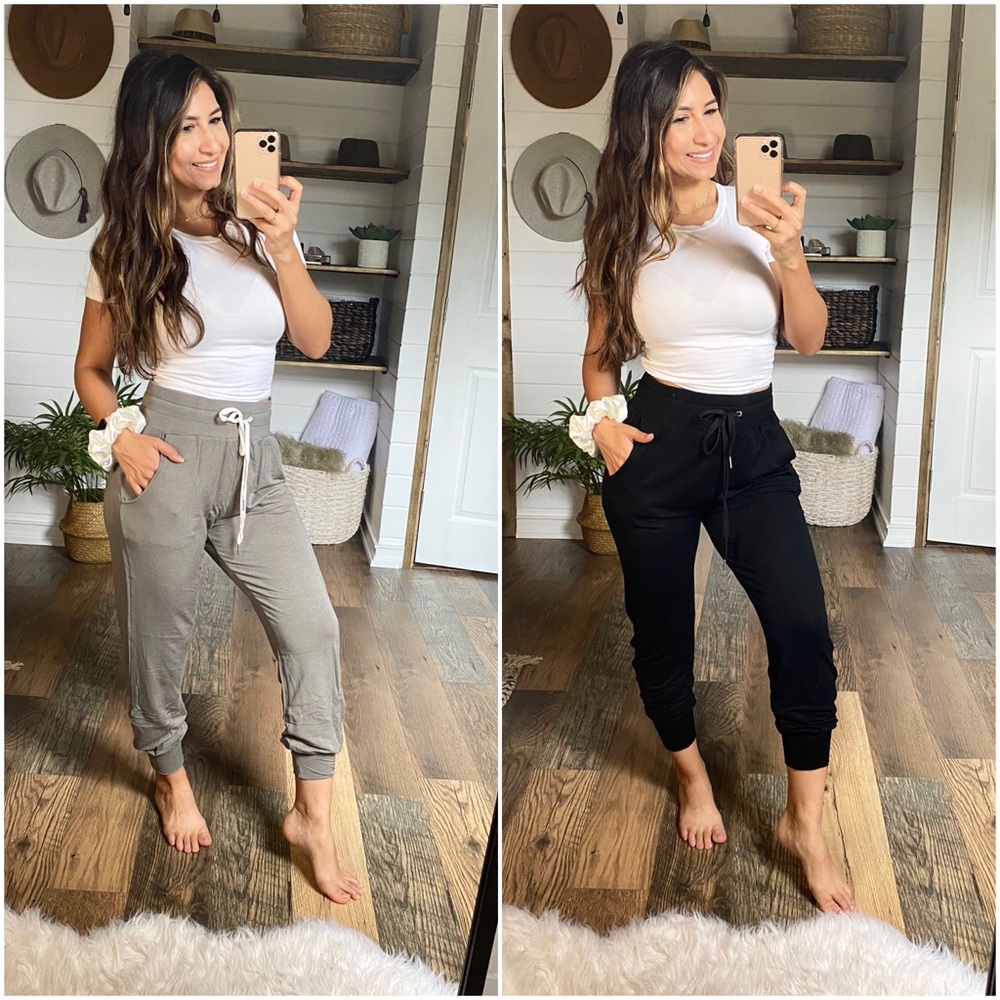 New High Waisted  Black Drawstring Joggers - Picture 2 of 5